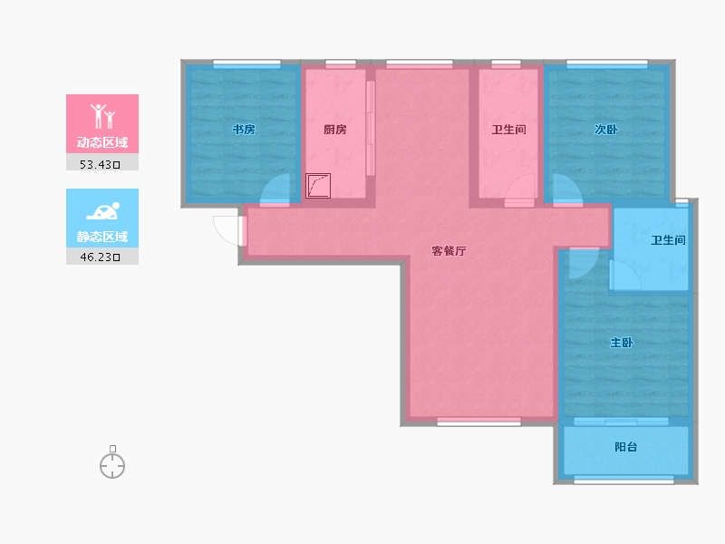 甘肃省-庆阳市-轩和佳苑-87.94-户型库-动静分区