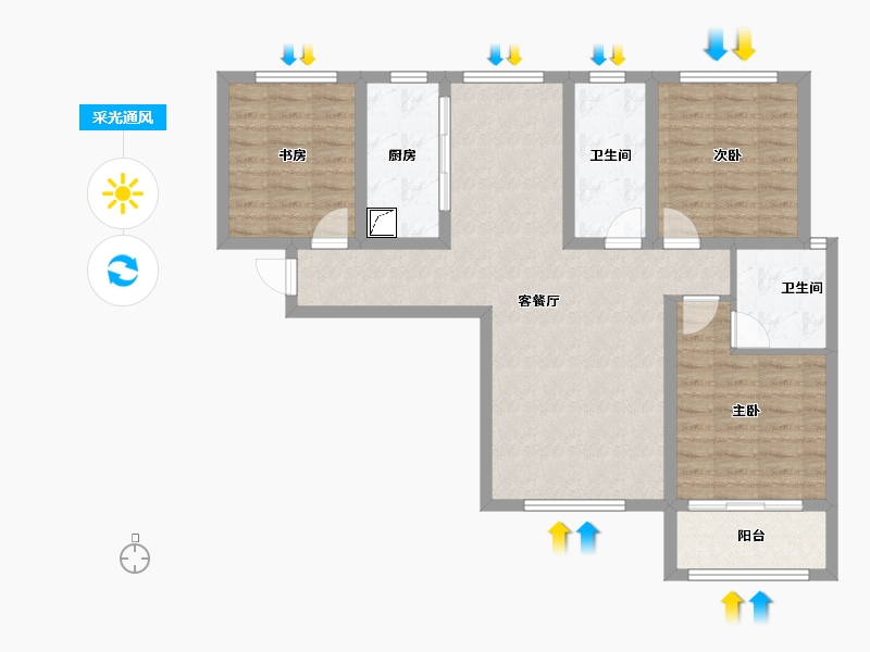 甘肃省-庆阳市-轩和佳苑-87.94-户型库-采光通风