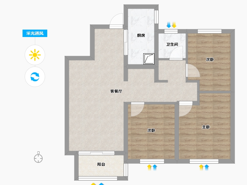 甘肃省-庆阳市-正德华府-69.27-户型库-采光通风