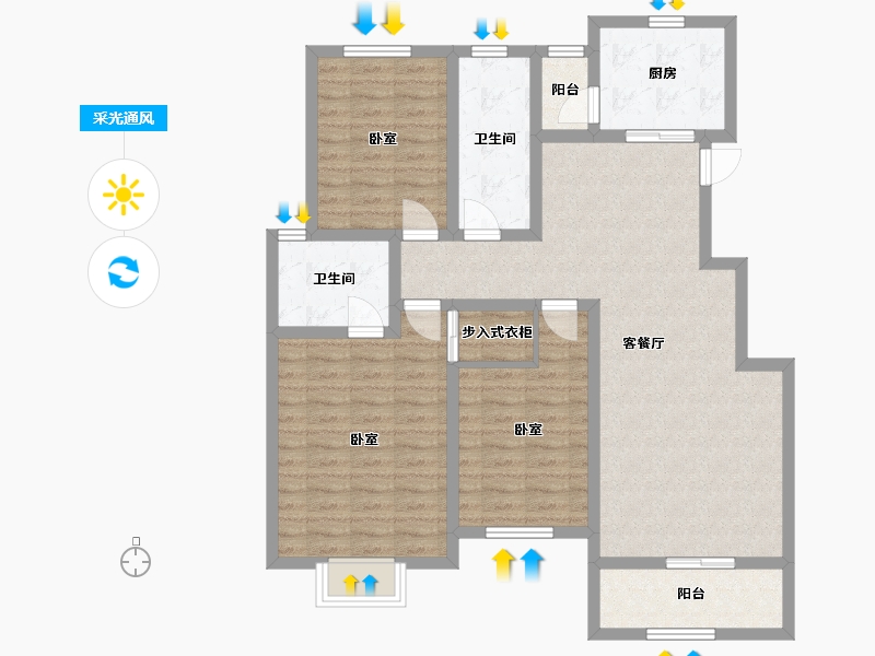 江苏省-镇江市-嘉荟新城-105.61-户型库-采光通风