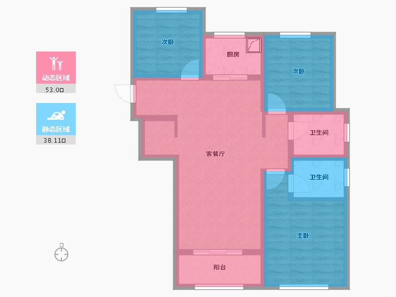 甘肃省-庆阳市-正德华府-80.05-户型库-动静分区