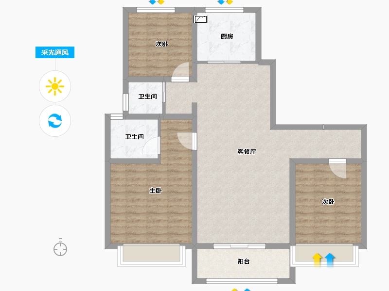 山东省-淄博市-东方紫郡-96.00-户型库-采光通风