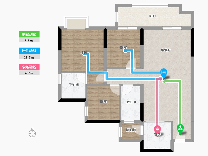 广东省-江门市-奥园锦江国际新城御峰-84.88-户型库-动静线