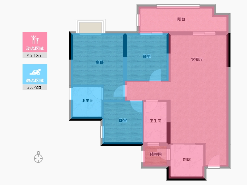 广东省-江门市-奥园锦江国际新城御峰-84.88-户型库-动静分区