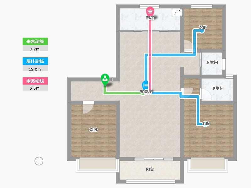 山东省-淄博市-东方紫郡-103.99-户型库-动静线