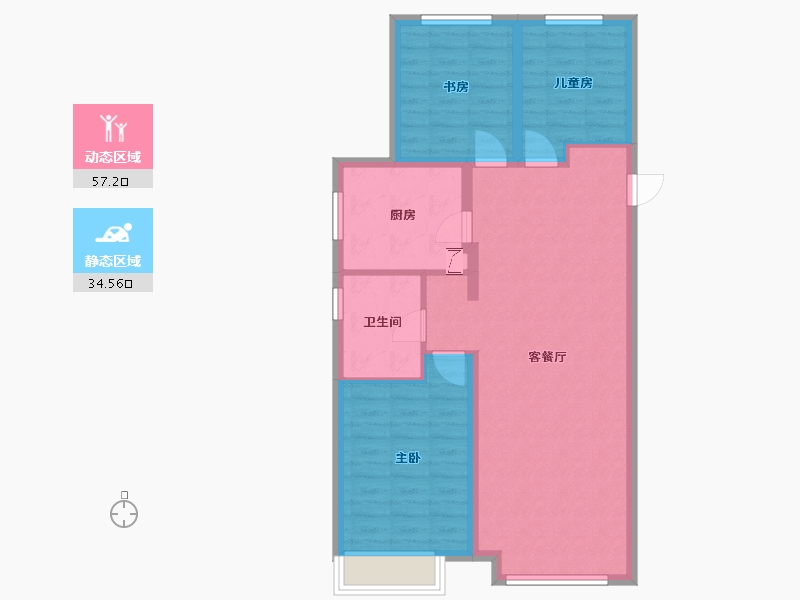 内蒙古自治区-包头市-万科中央公园-91.82-户型库-动静分区