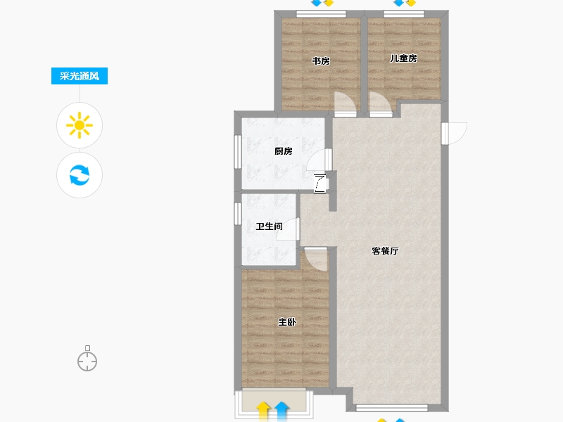 内蒙古自治区-包头市-万科中央公园-91.82-户型库-采光通风