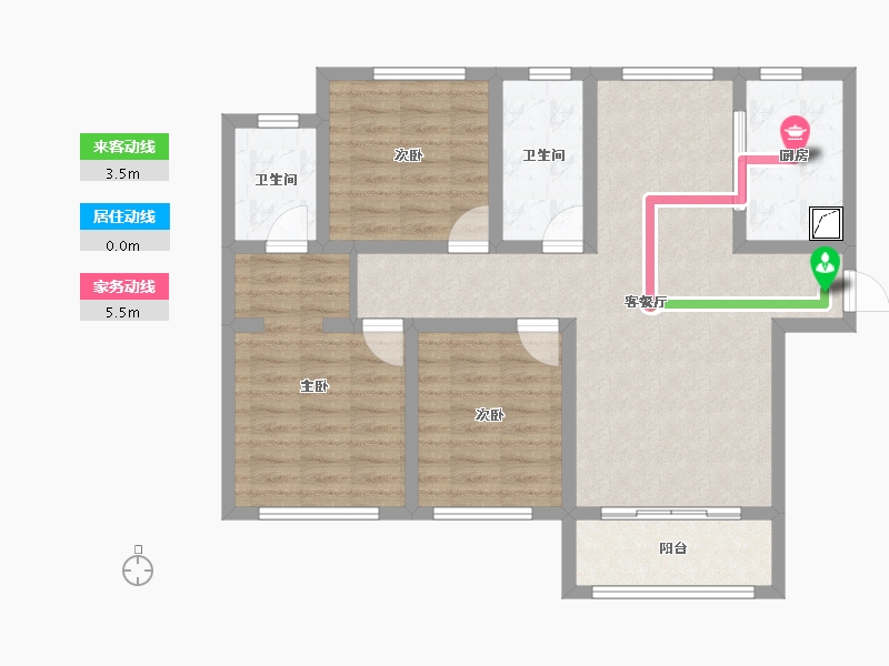 甘肃省-庆阳市-轩和佳苑-86.89-户型库-动静线