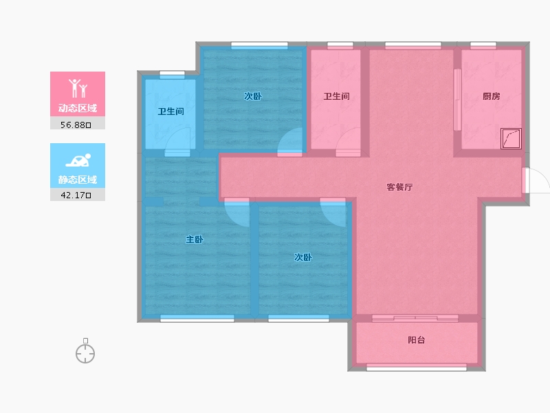 甘肃省-庆阳市-轩和佳苑-86.89-户型库-动静分区