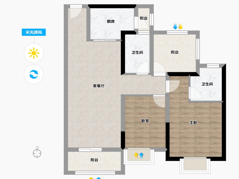 广东省-江门市-裕邦新外滩-80.52-户型库-采光通风