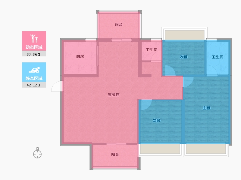 湖南省-常德市-常德碧桂园·阅胜台-99.16-户型库-动静分区