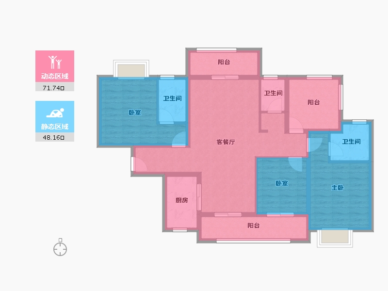 广东省-江门市-裕邦新外滩-106.37-户型库-动静分区