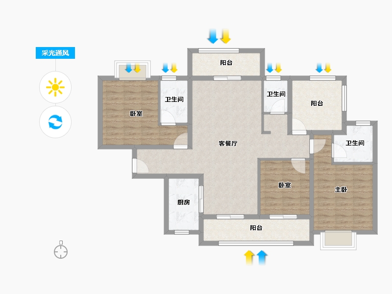 广东省-江门市-裕邦新外滩-106.37-户型库-采光通风