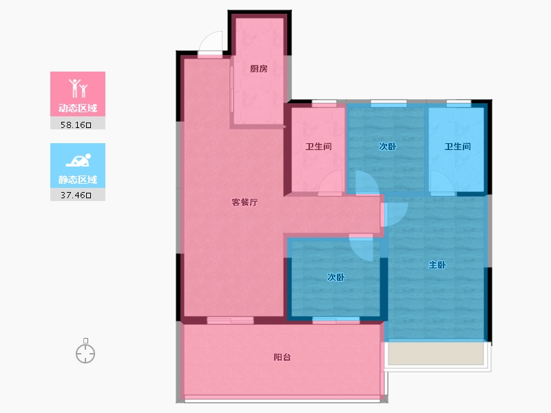 浙江省-台州市-众安未来社区-85.60-户型库-动静分区