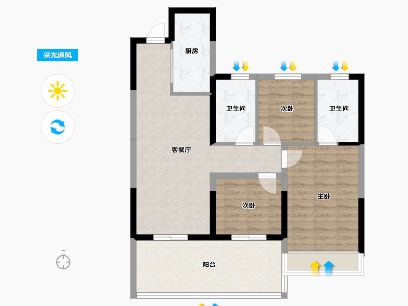 浙江省-台州市-众安未来社区-85.60-户型库-采光通风