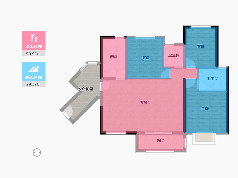 广东省-江门市-裕邦新外滩-87.99-户型库-动静分区