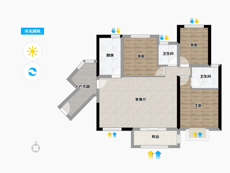 广东省-江门市-裕邦新外滩-87.99-户型库-采光通风