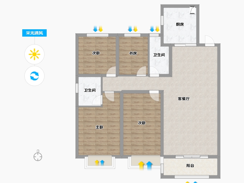 山东省-淄博市-东方紫郡-112.00-户型库-采光通风