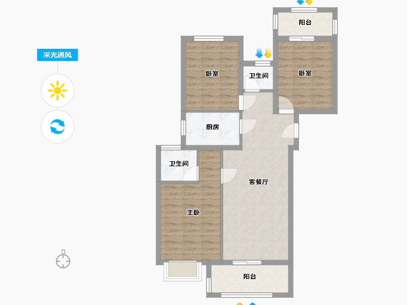 福建省-泉州市-永隆·江滨城-89.00-户型库-采光通风