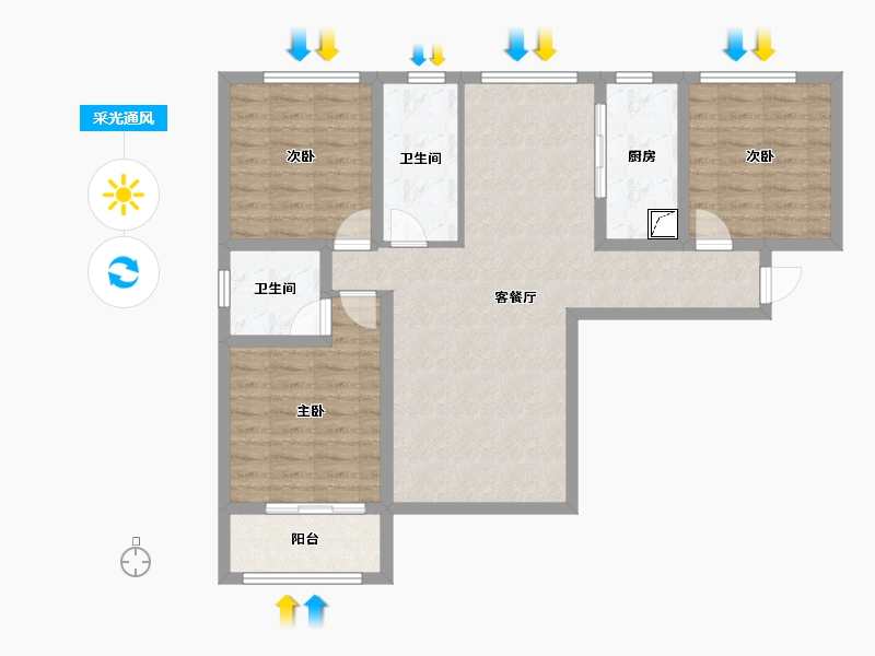 甘肃省-庆阳市-轩和佳苑-89.95-户型库-采光通风