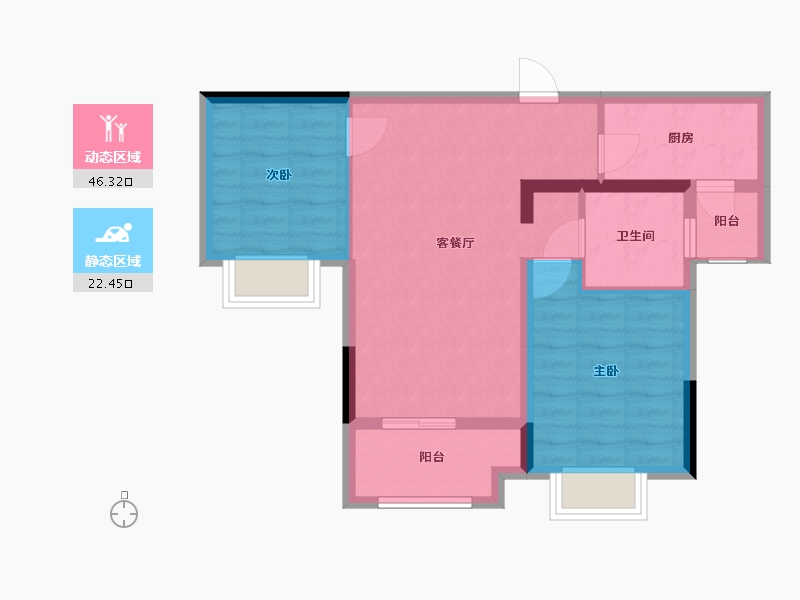 贵州省-贵阳市-远大·生态风景-72.00-户型库-动静分区