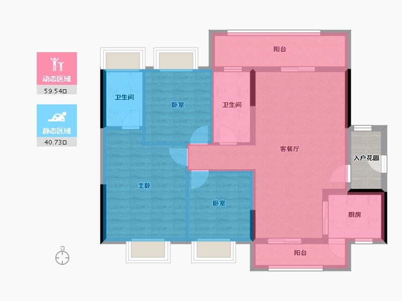 广东省-江门市-奥园锦江国际新城御峰-93.63-户型库-动静分区