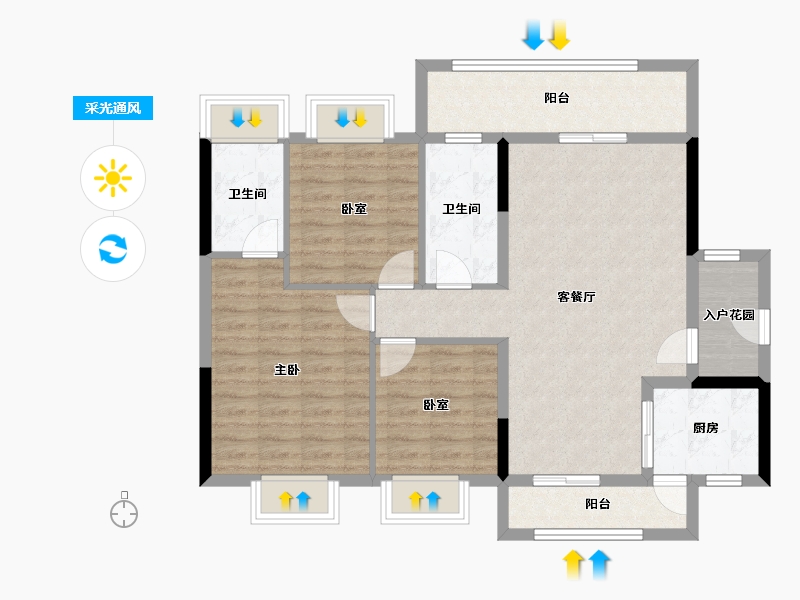 广东省-江门市-奥园锦江国际新城御峰-93.63-户型库-采光通风