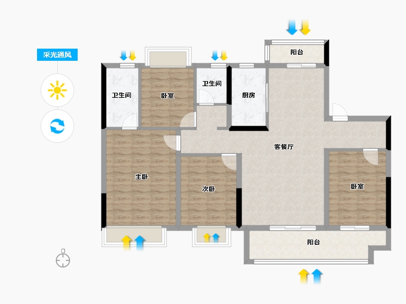 安徽省-阜阳市-石榴林语春晓-114.40-户型库-采光通风