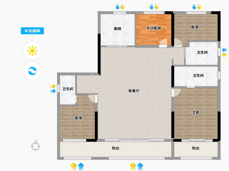 河北省-沧州市-碧桂园迎宾府-164.80-户型库-采光通风