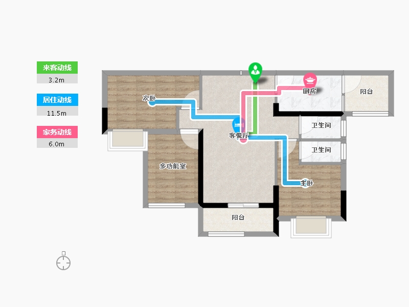 广东省-江门市-锦富·汇景湾-71.50-户型库-动静线