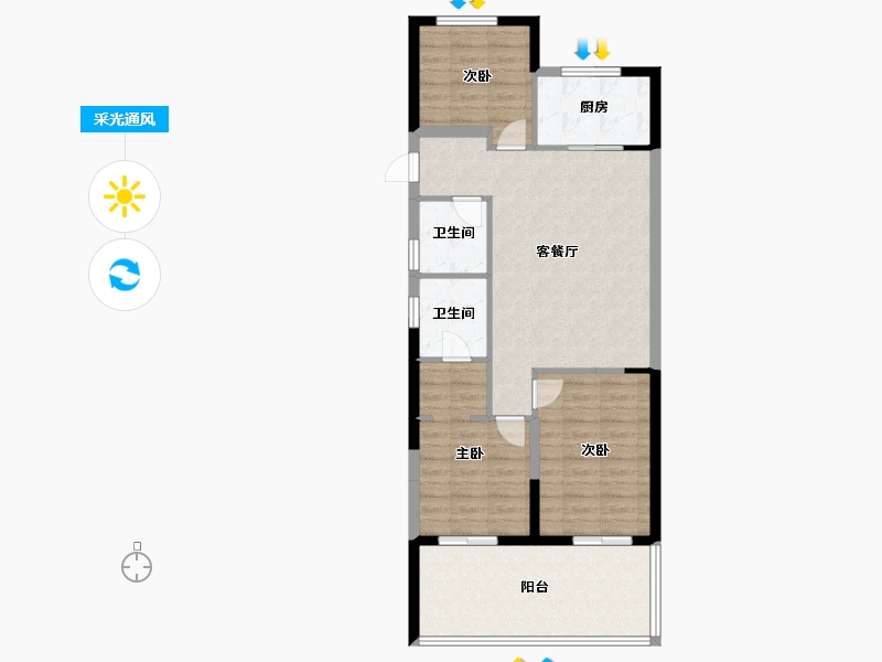 浙江省-台州市-众安未来社区-85.60-户型库-采光通风