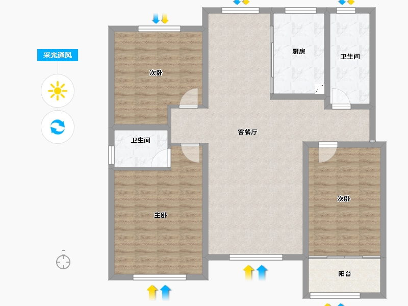 山东省-淄博市-金鼎尚城-115.19-户型库-采光通风