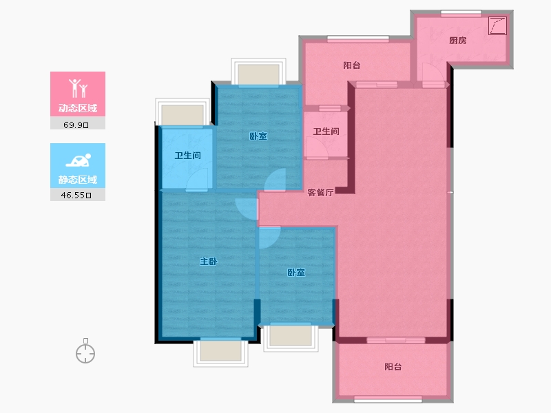 广东省-江门市-裕邦新外滩-104.81-户型库-动静分区