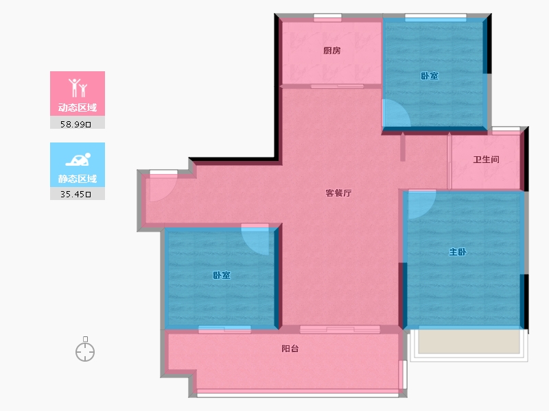 安徽省-阜阳市-碧桂园书香雅苑-84.80-户型库-动静分区