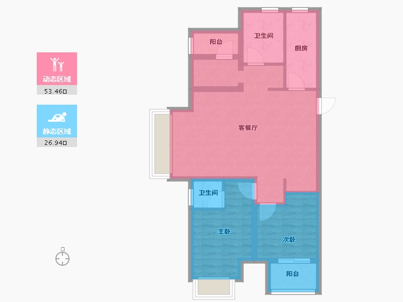 浙江省-台州市-新城东泰云樾风华-71.20-户型库-动静分区