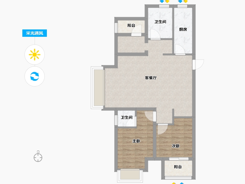 浙江省-台州市-新城东泰云樾风华-71.20-户型库-采光通风