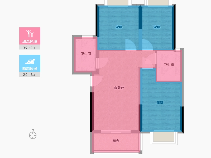 河南省-南阳市-东青·紫郡-62.50-户型库-动静分区