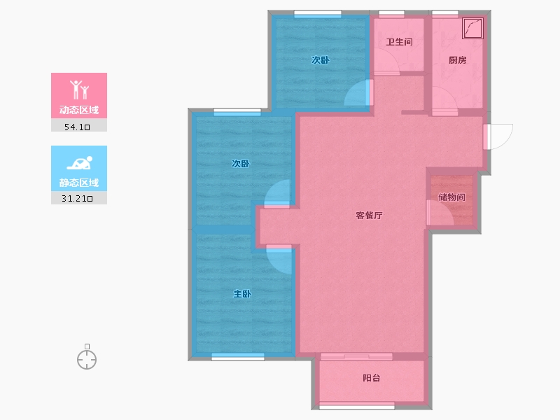 甘肃省-庆阳市-正德华府-74.80-户型库-动静分区