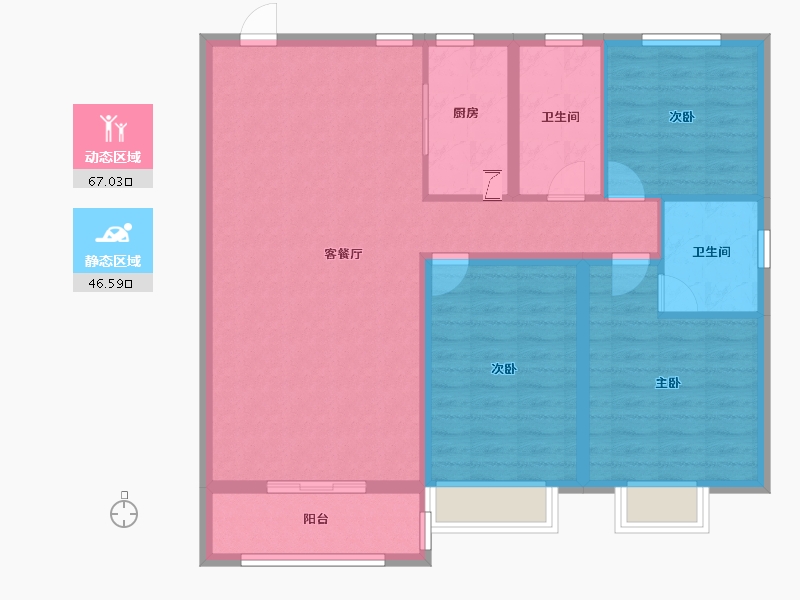 山东省-淄博市-东方紫郡-102.40-户型库-动静分区