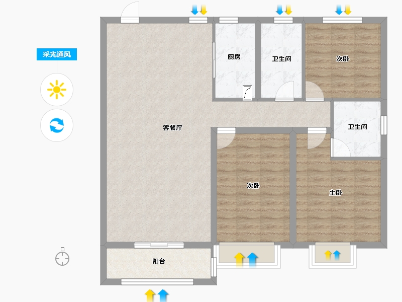 山东省-淄博市-东方紫郡-102.40-户型库-采光通风