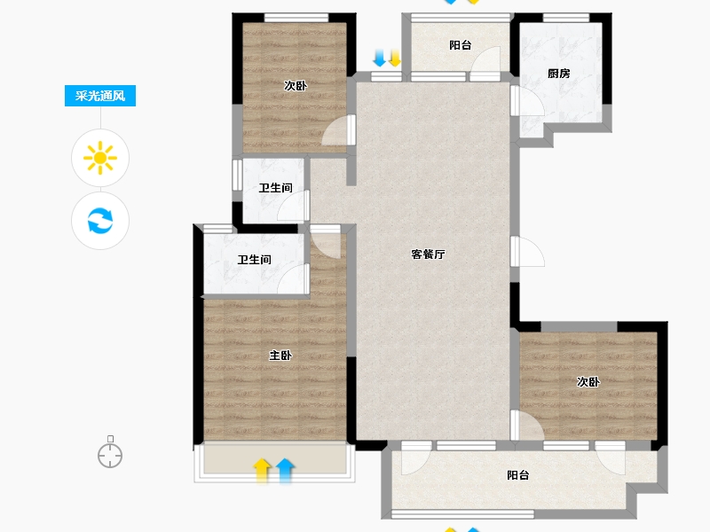 山东省-淄博市-旭辉银盛泰博观熙岸-102.39-户型库-采光通风