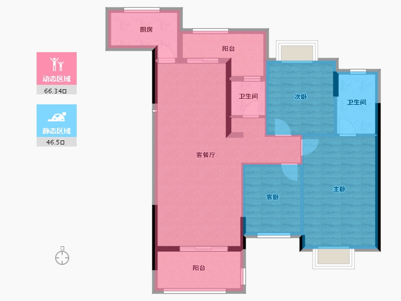 广东省-江门市-裕邦新外滩-101.85-户型库-动静分区