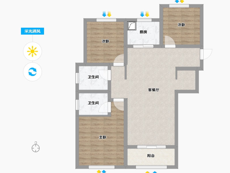 甘肃省-庆阳市-正德华府-79.79-户型库-采光通风