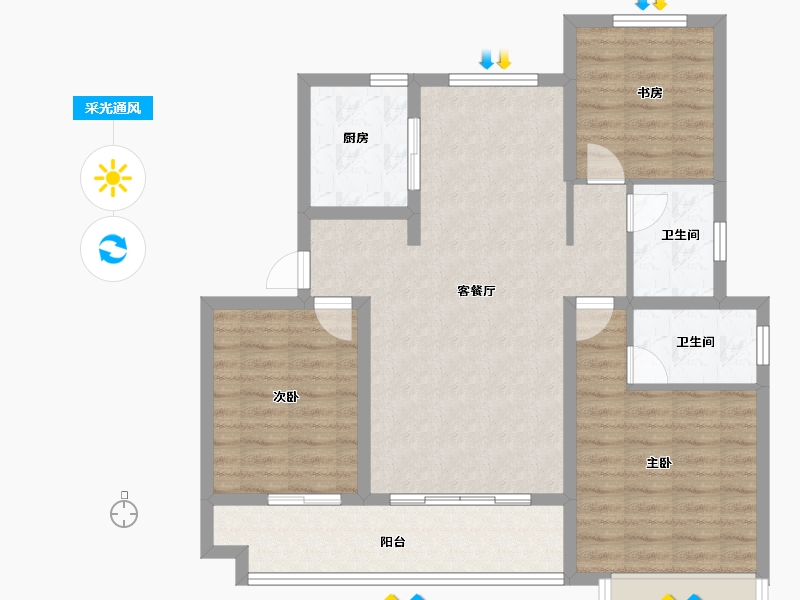 山东省-淄博市-般河郦景-92.00-户型库-采光通风