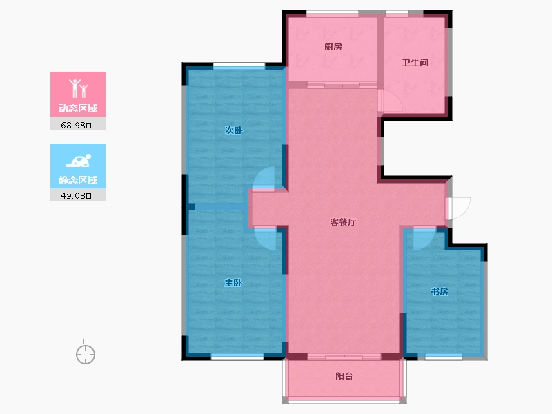 山东省-淄博市-洪铝东城华府-106.16-户型库-动静分区