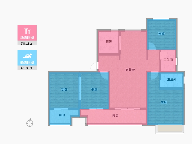 山东省-淄博市-般河郦景-106.40-户型库-动静分区