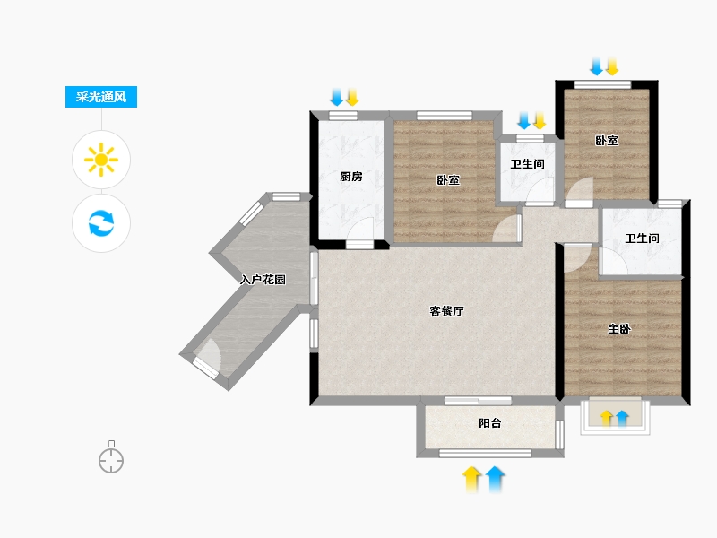 广东省-江门市-裕邦新外滩-88.77-户型库-采光通风