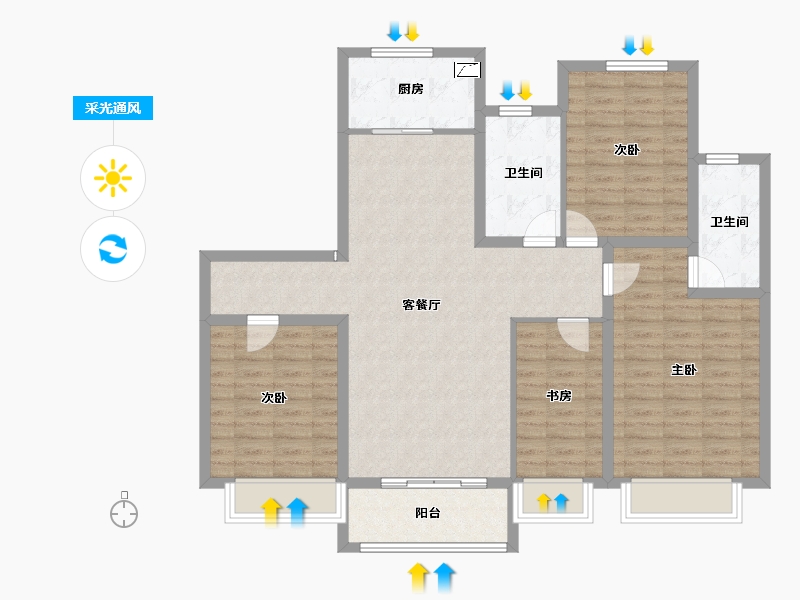 山东省-淄博市-东方紫郡-112.01-户型库-采光通风