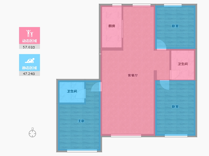 黑龙江省-齐齐哈尔市-黄金海岸-108.00-户型库-动静分区