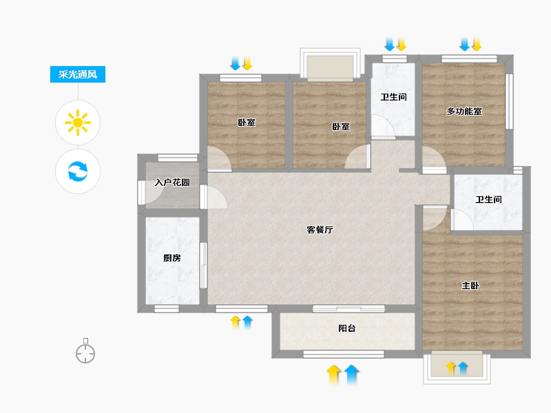 广东省-江门市-裕邦新外滩-90.77-户型库-采光通风